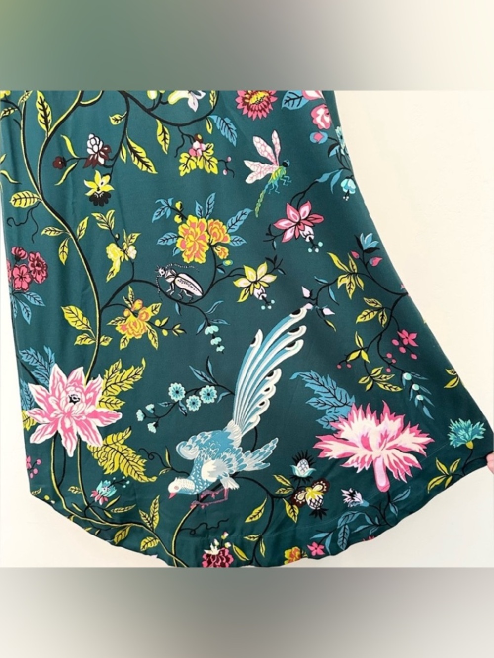 Anthropologie Maeve Floral Button Front Wrap Shirt Dress Size 8 Green Boho - Picture 11 of 15